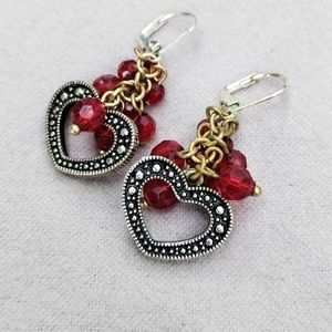 Charming Red Crystal Open Heart Earrings
